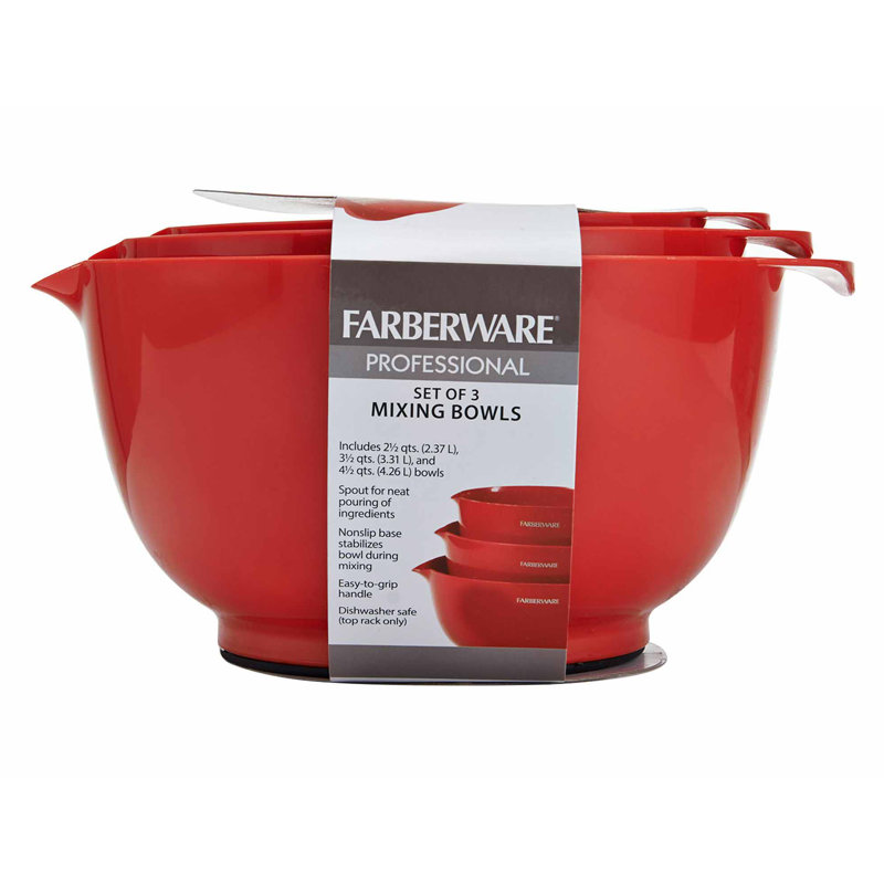 Farberware 3 Piece Classic Plastic Mixing Bowls, Small & Reviews Wayfair